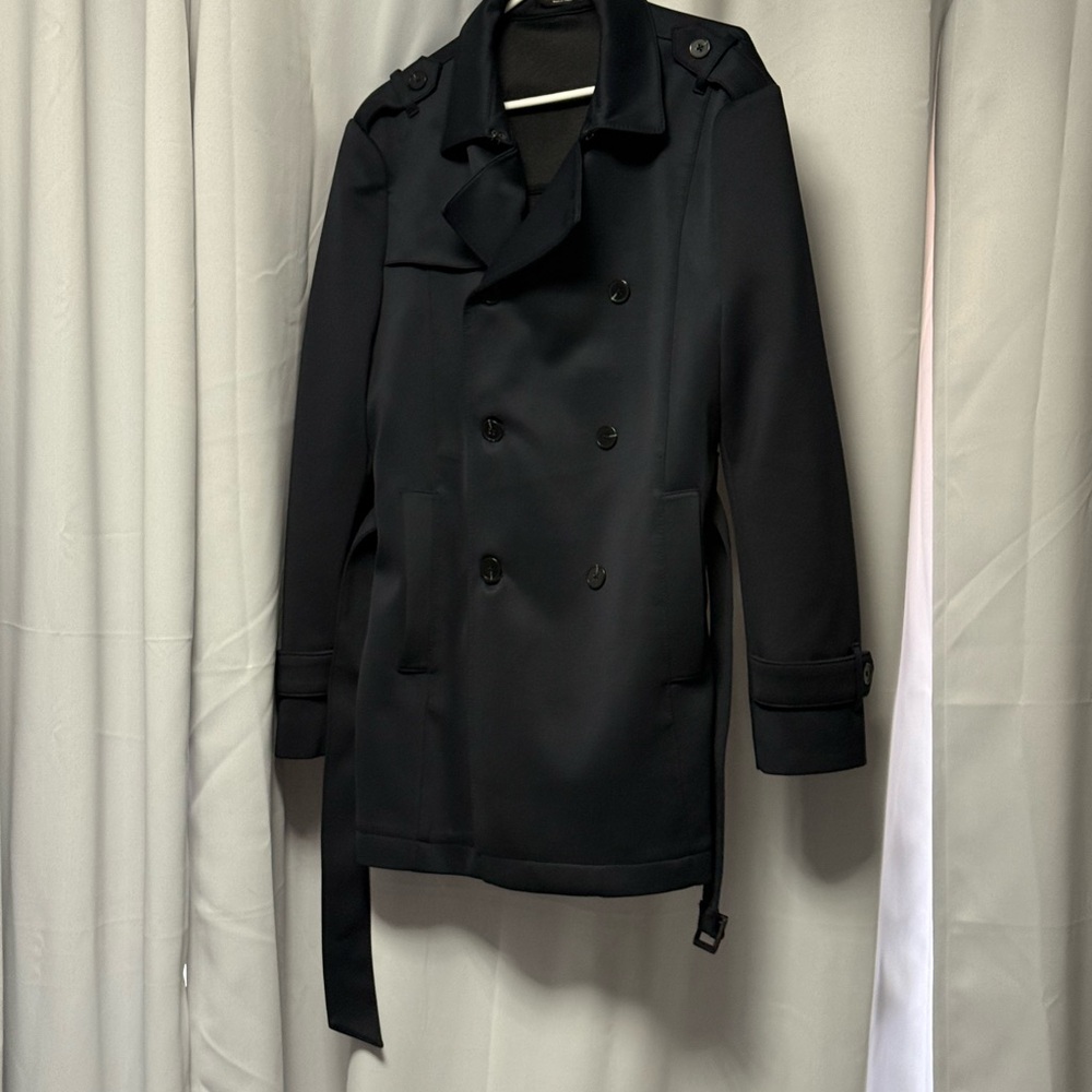 Zara Black Trench Coat with Wide Lapel